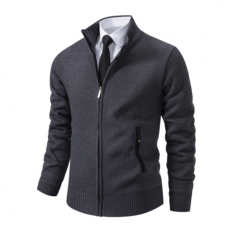 Men's cardigan with high collar and modern zip pockets Lisslune