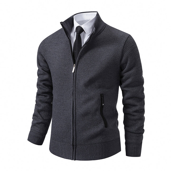 Men's cardigan with high collar and modern zip pockets Lisslune