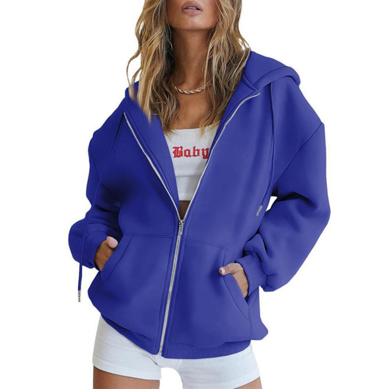 Women Oversize Hoodie Jacket with High Collar Lisslune