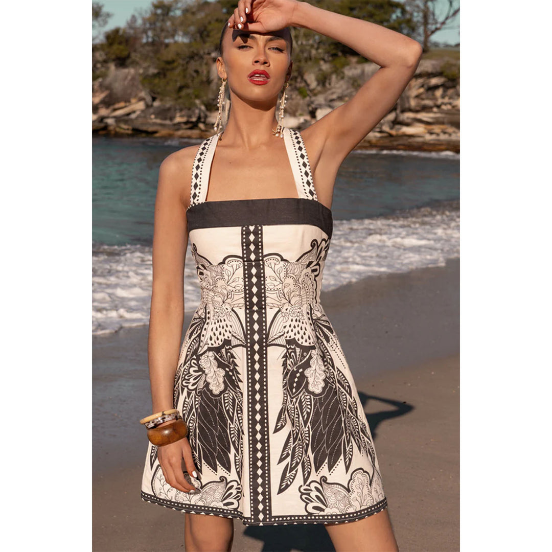 Ladies' mini dress with floral design and strapless silhouette Lune London