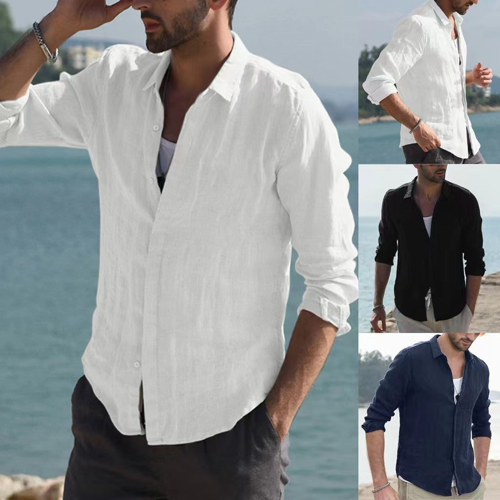 Men's casual linen shirt with a casual cut and breathable texture Lisslune