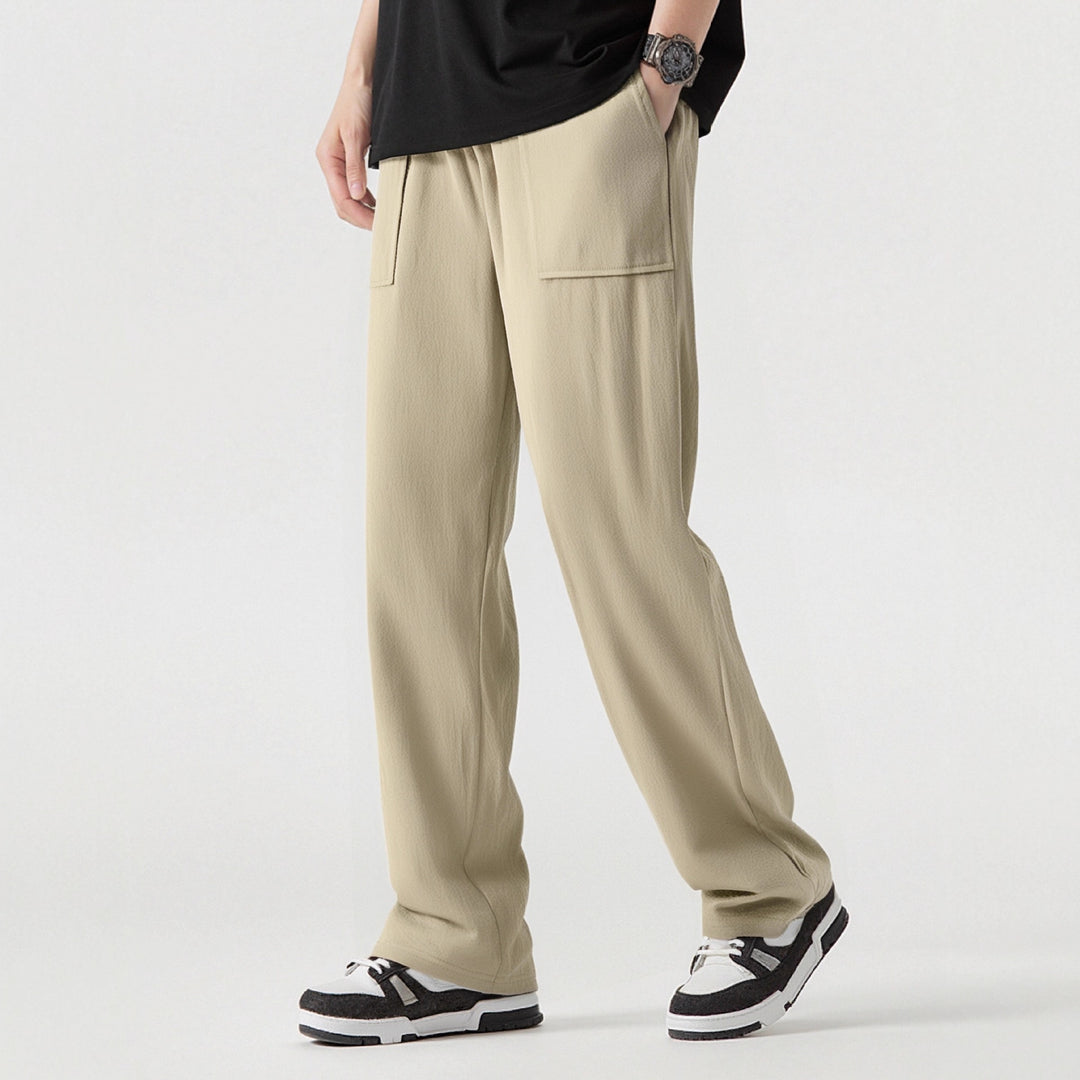 Men's Casual Cargo Pants with Practical Pockets and Elastic Waistband Lisslune