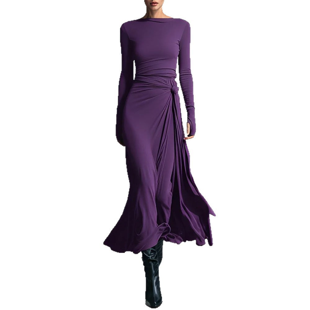 Women's elegant evening dress with long sleeves and wrap design Lisslune
