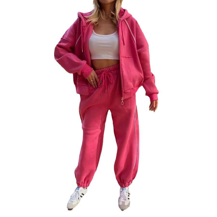 Women's sporty jumpsuit set with hood and elastic waist Lisslune