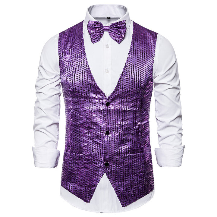 Men's shimmering sequin waistcoat with matching bow tie Lisslune