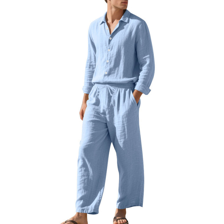 Men's casual two-piece set made of breathable linen Lisslune