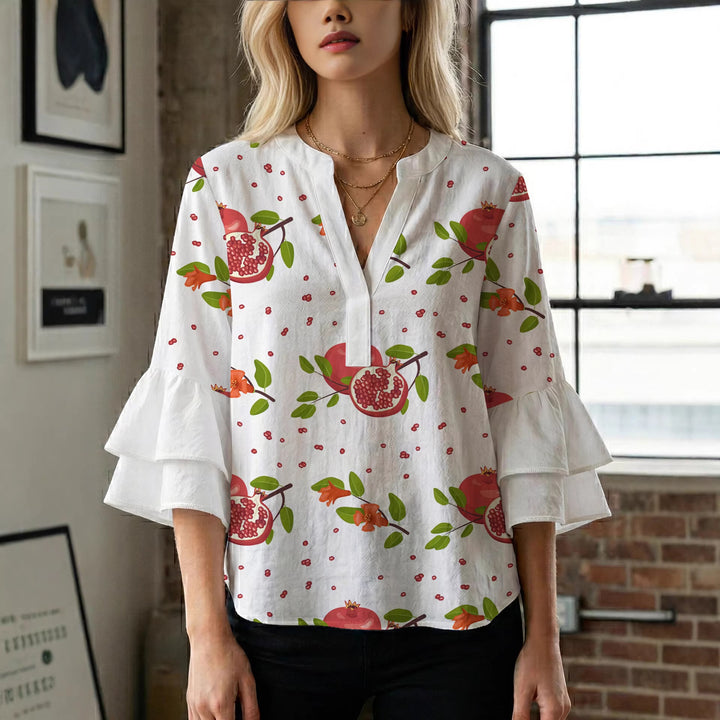 Women's blouse with voluminous ruffled sleeves and modern design Lisslune