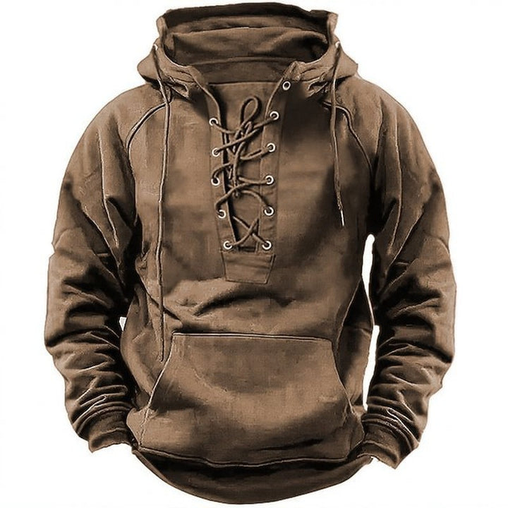 Men's hooded sweatshirt with fashionable lacing and soft inner lining Lisslune