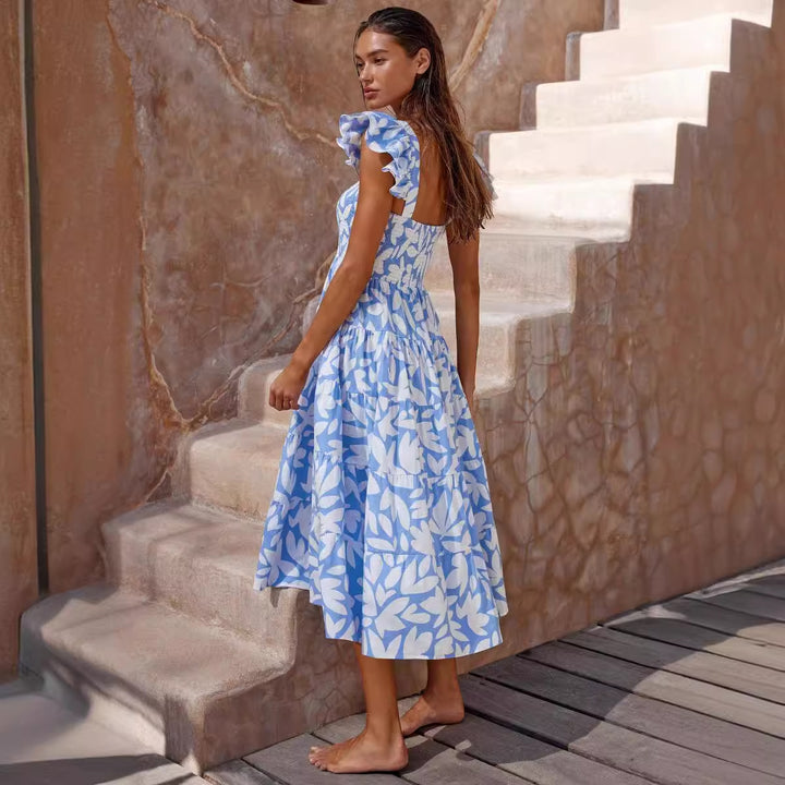 Women's midi dress with ruffled sleeves and voluminous skirt piece Lisslune