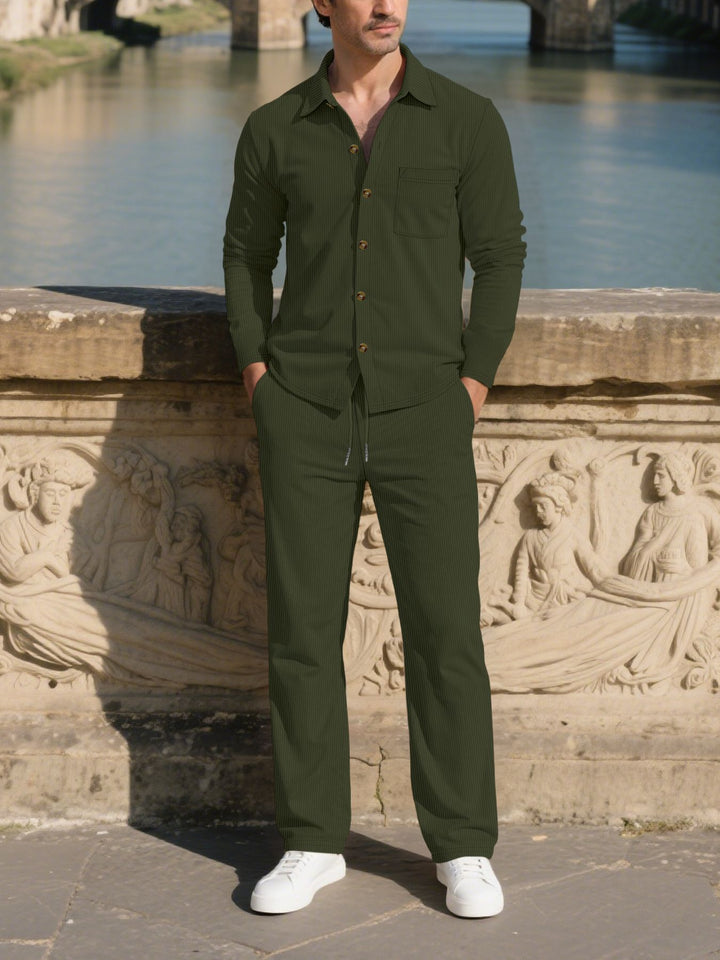 Men's stylish leisure suit set with comfortable cut and elegant button placket Lisslune