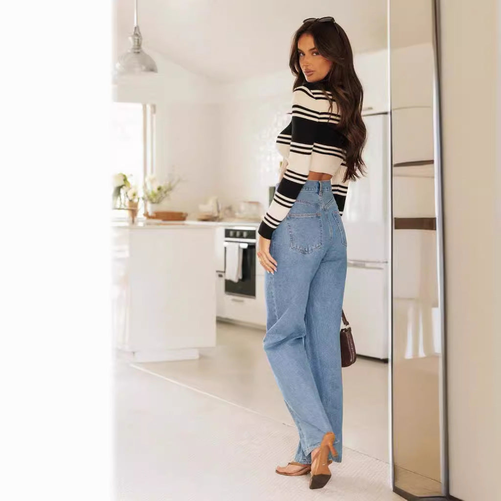 Women's Flared Jeans with High Waist and Wide Leg for Casual Style Lisslune