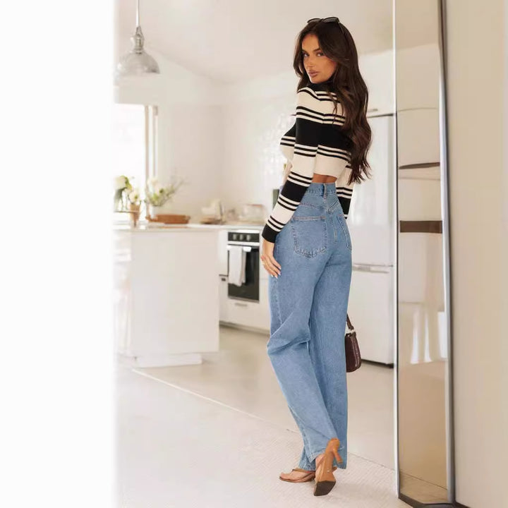 Women's Flared Jeans with High Waist and Wide Leg for Casual Style Lisslune