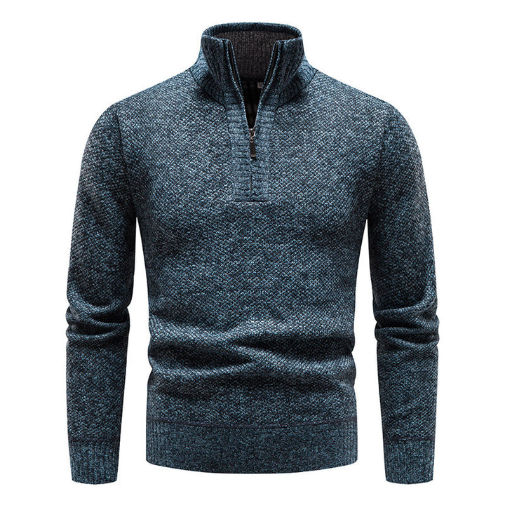 Men's sporty knit sweater with half zipper and textured design Lisslune