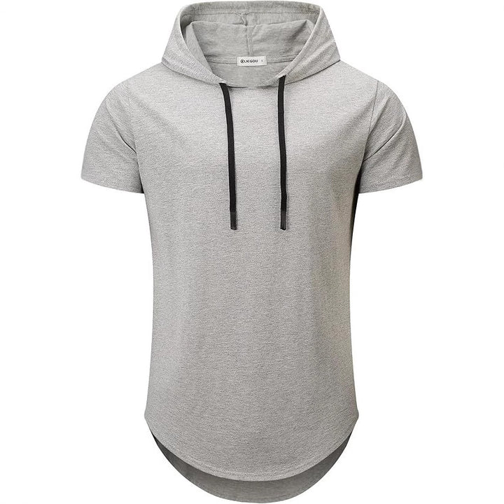 Men's Short Sleeve Hoodie T-Shirt with Modern Cut and Practical Drawstrings Lisslune