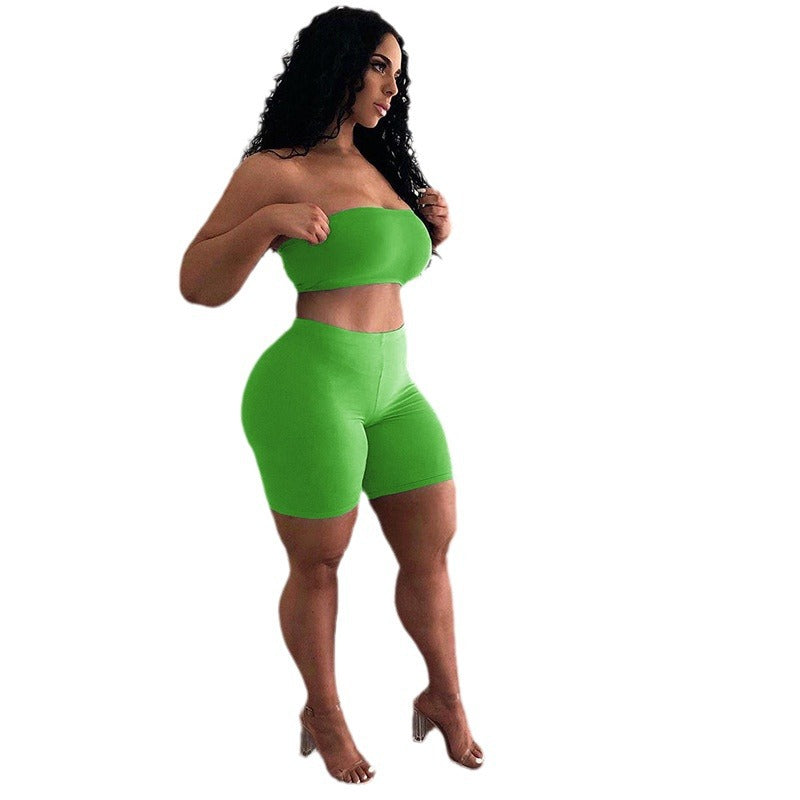 Women's Crop Top and Shorts Set with Elastic Waistband and Figure-Shaping Cut Lisslune