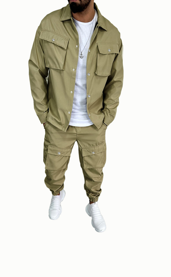 Men's Cargo Shirt and Pants Set with Practical Pockets and Stylish Cut Lisslune