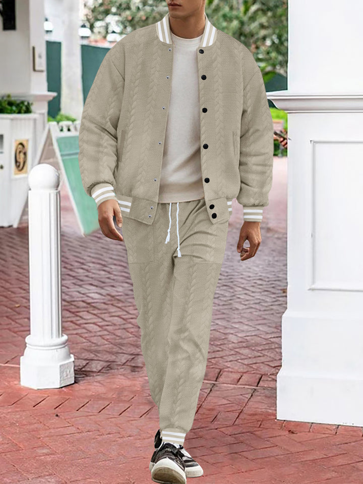 Men's casual knitted college jacket with modern design and comfortable details Lisslune