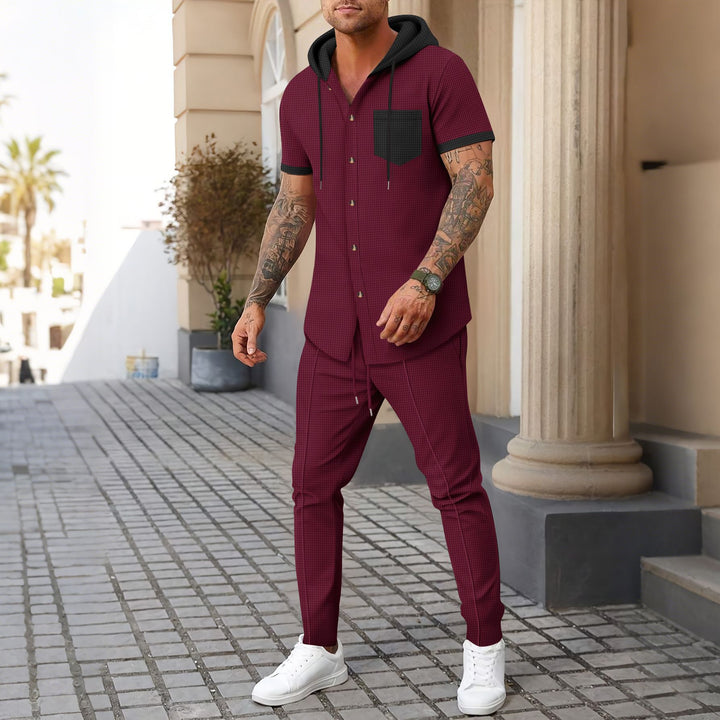 Men's athletic short-sleeve outfit with hood Lisslune