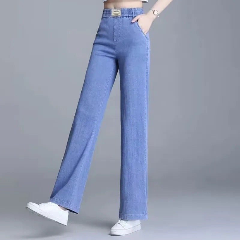 Women's Loose Jeans with Elastic Waistband and Practical Pockets Lisslune