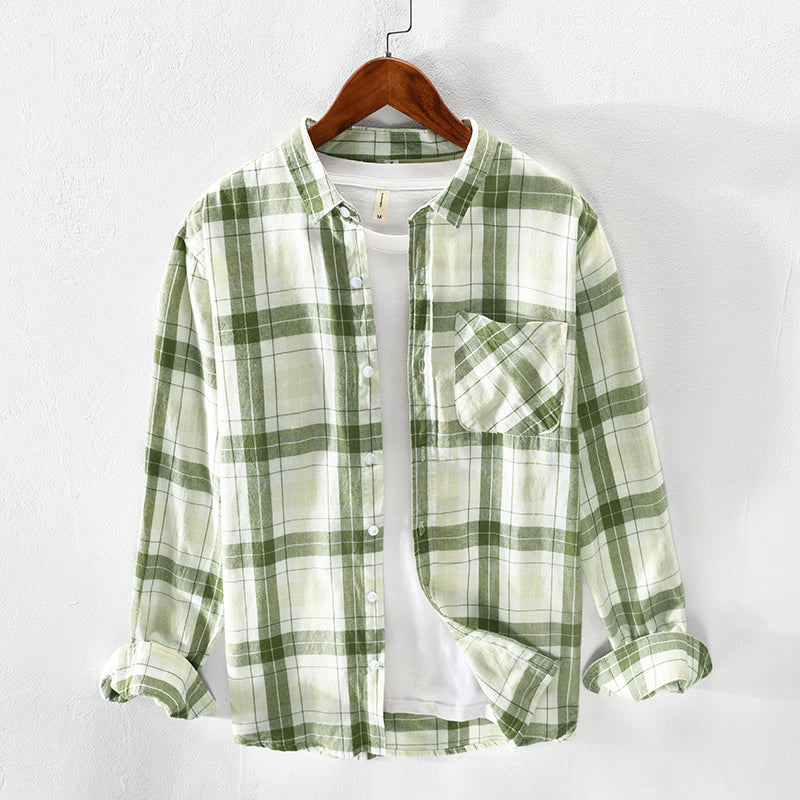 Men's checked casual shirt made of breathable cotton blend Lisslune