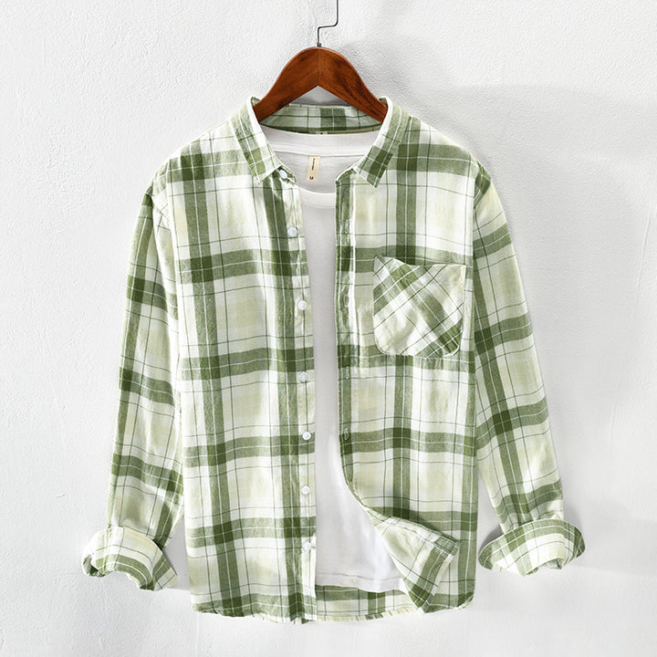 Men's checked casual shirt made of breathable cotton blend Lisslune