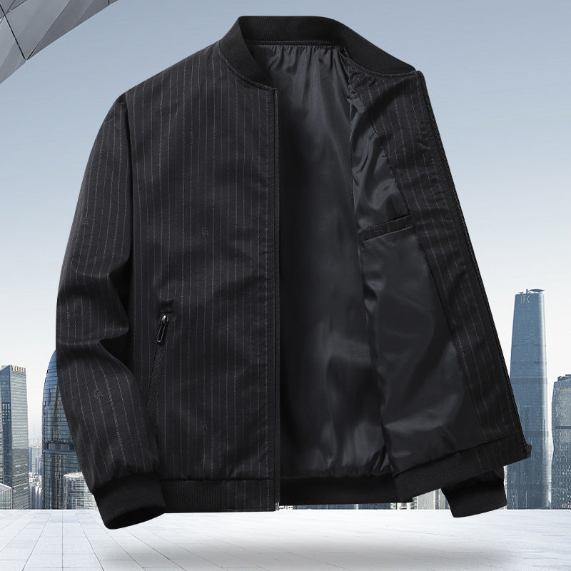 Men's urban bomber jacket with fine stripe pattern Lisslune