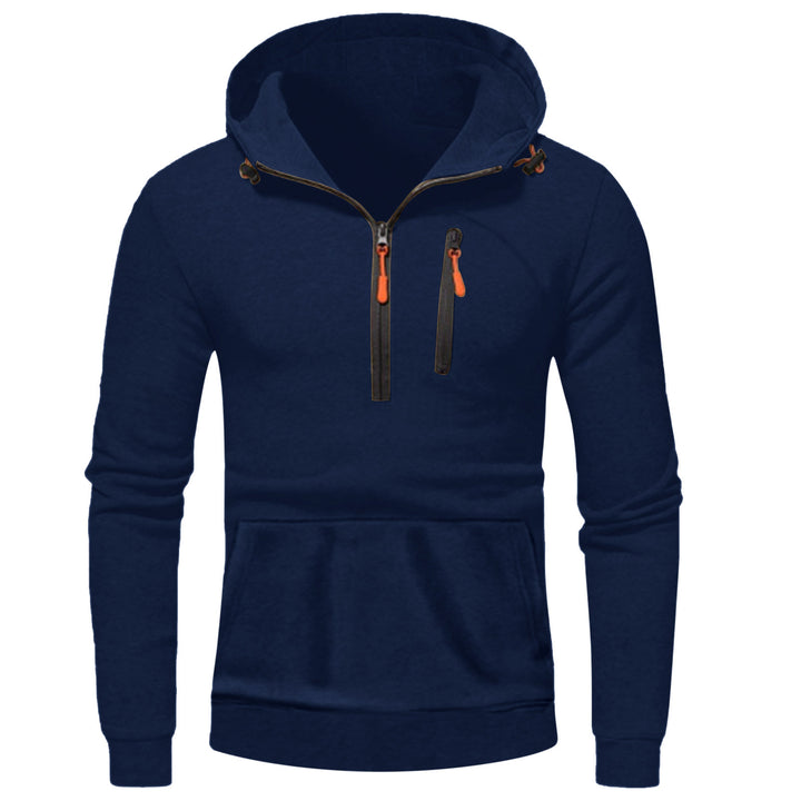 Men's modern hoodie with innovative half zipper Lisslune
