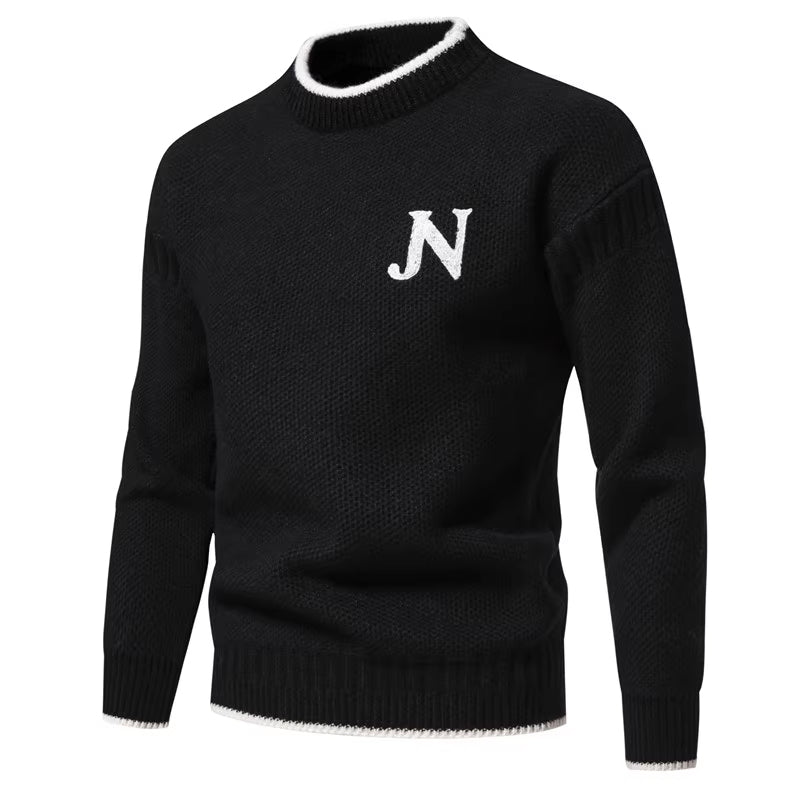 Men's Structured Knit Sweater with Round Neck Lisslune