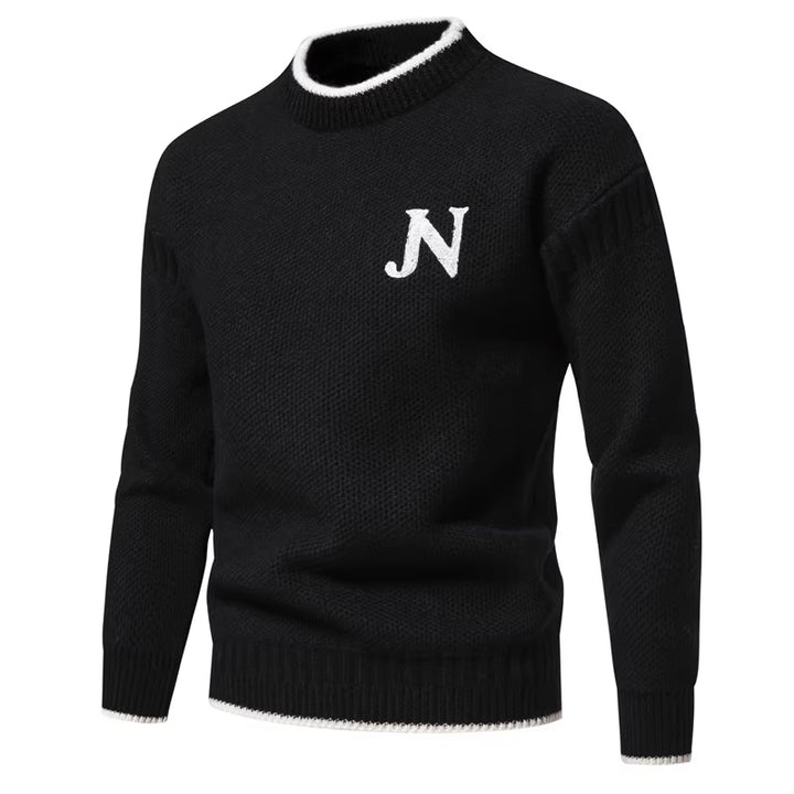 Men's Structured Knit Sweater with Round Neck Lisslune