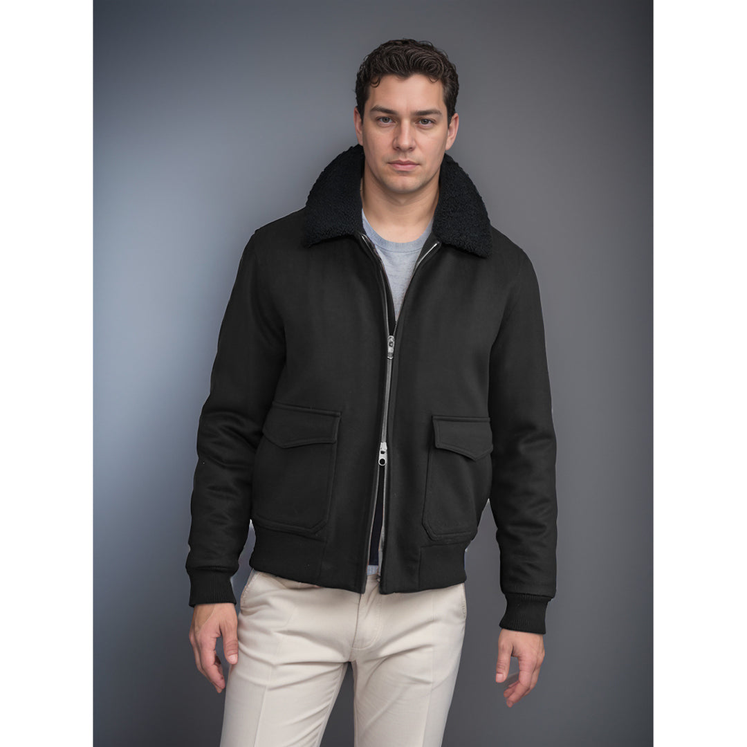 Men's warm fleece jacket with stand-up collar and practical pockets Lisslune