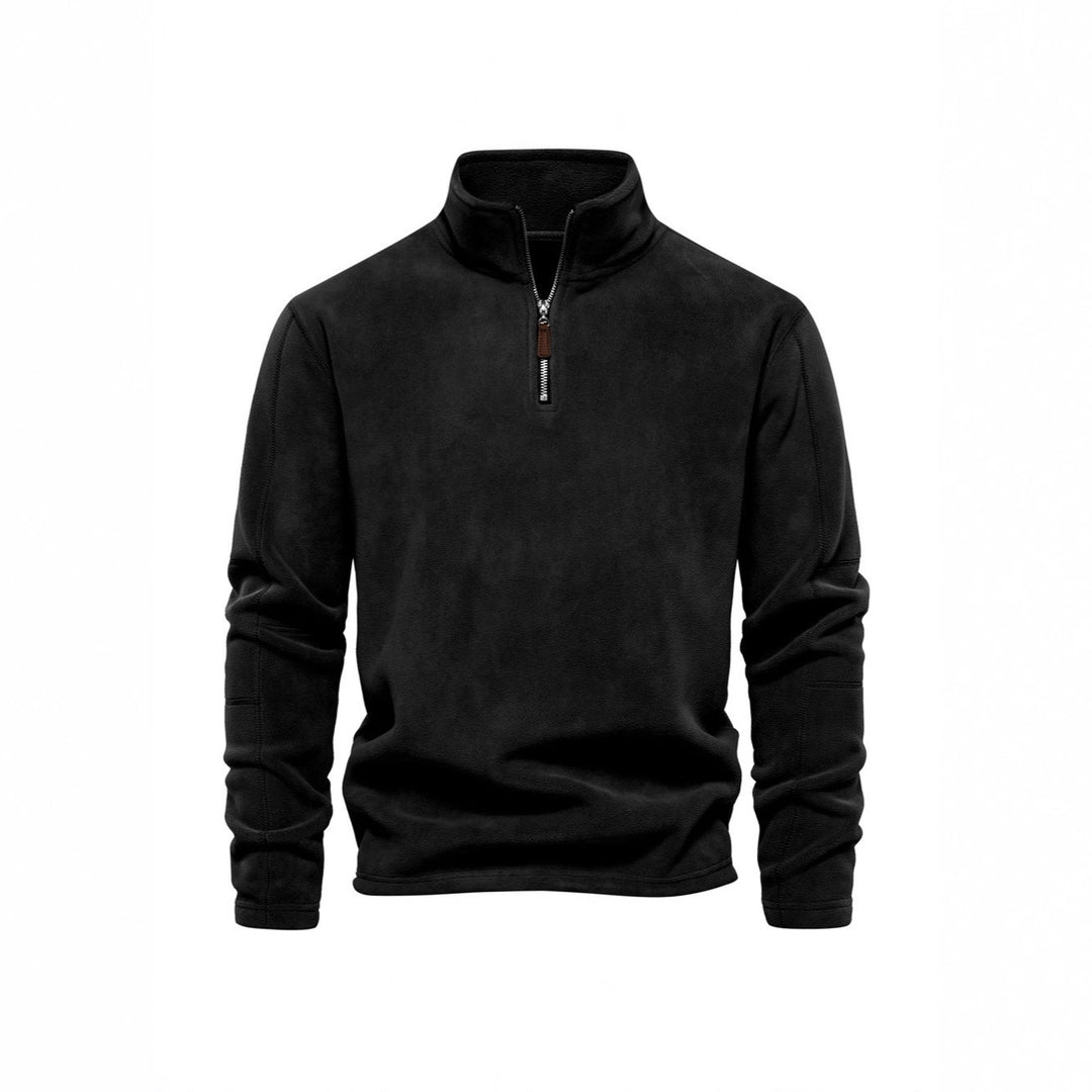 Men's fleece pullover with practical zipper elements and high collar Lisslune