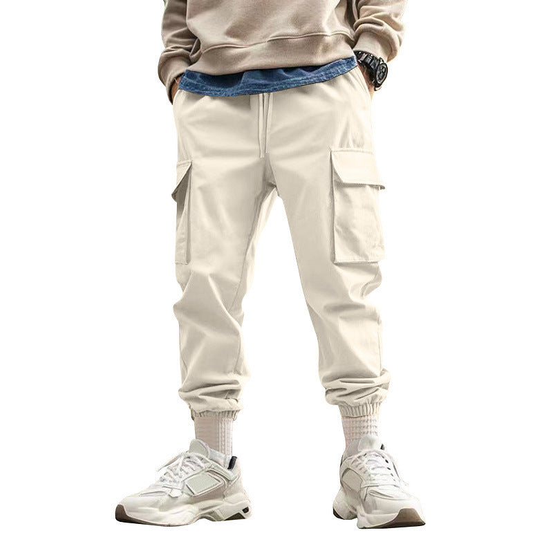 Men's cargo pants with elastic waistband and multifunctional pockets Lisslune