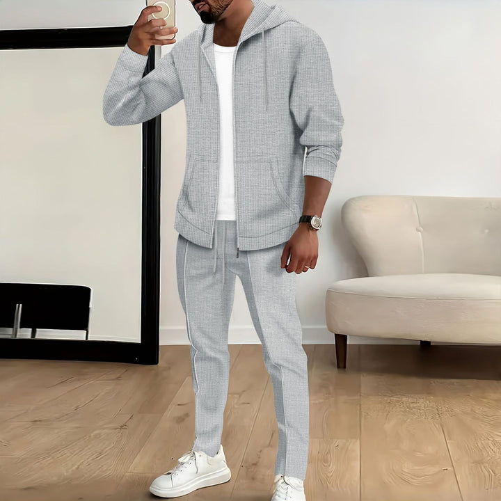 Men's sporty hoodie set made from breathable structured material with elastic waistband Lisslune