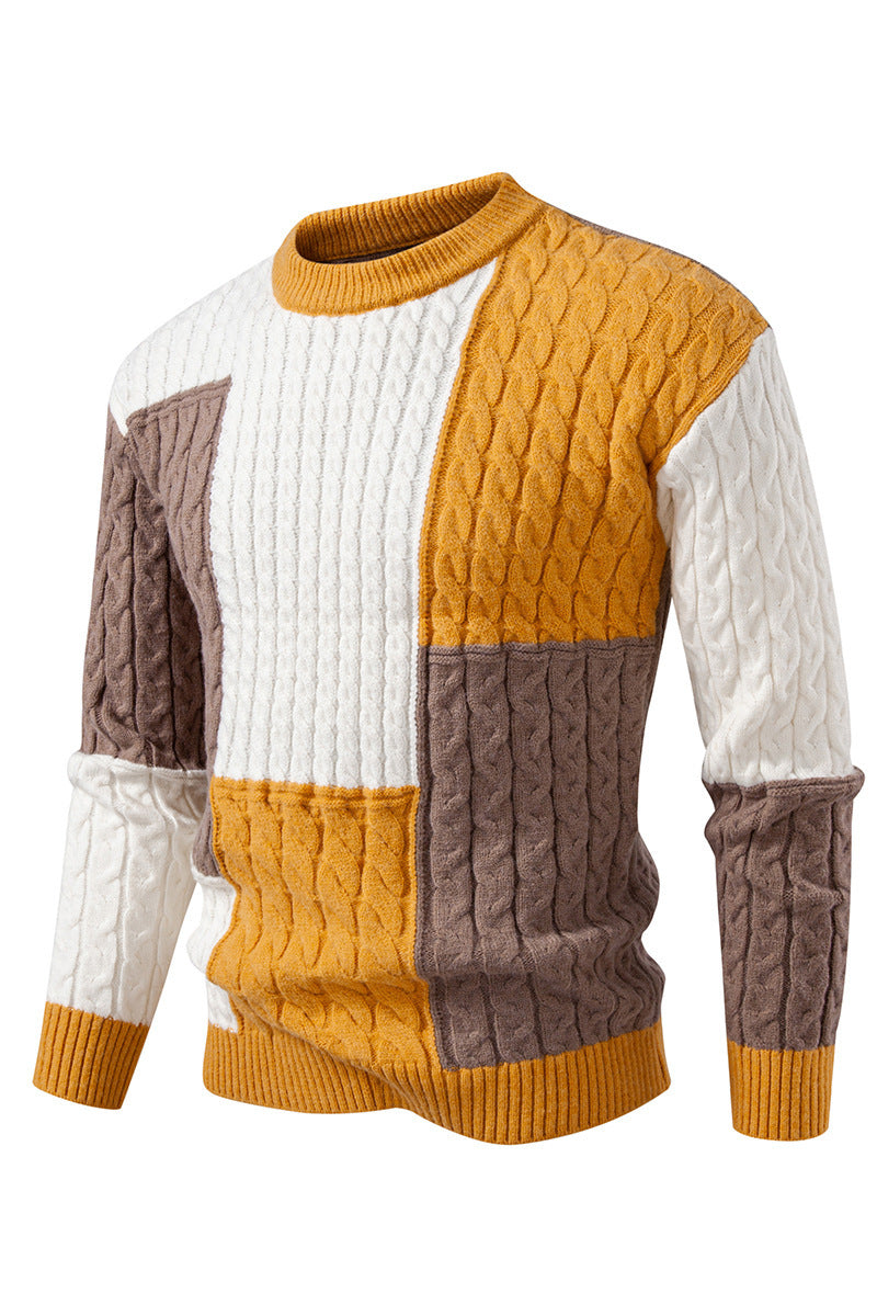 Men's stylish knitted sweater with creative color block look Lisslune