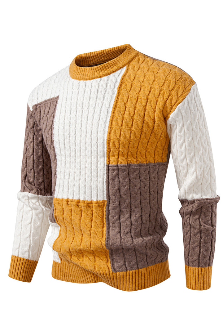 Men's stylish knitted sweater with creative color block look Lisslune