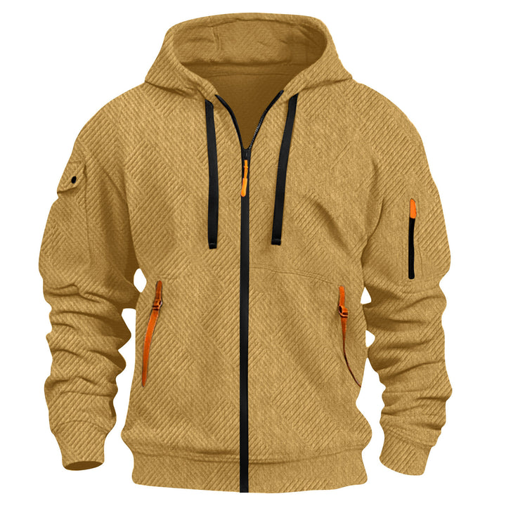 Men's sporty hoodie made of functional material with innovative structural design and two side zip pockets Lisslune