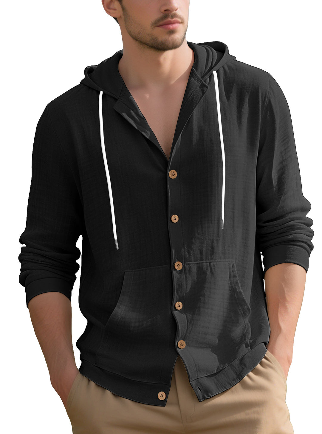 Men's elegant leisure jacket with hood and practical pockets Lisslune