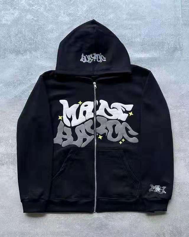 Women's hooded jacket with creative graphic design and high-quality zipper Lisslune