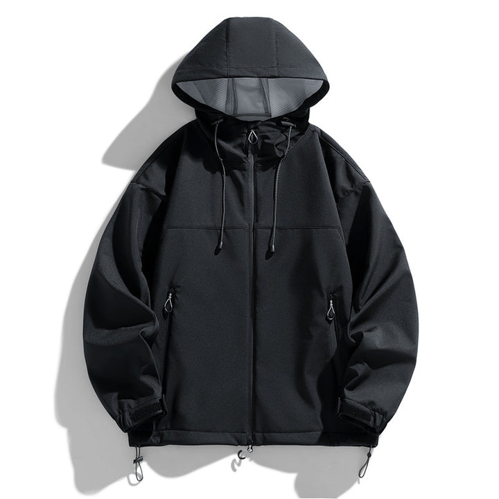 Men's Technical Transitional Jacket with Adjustable Hood Collar and Practical Zip Pockets Lisslune