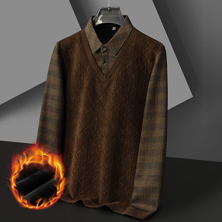 Men's knitted sweater with modern V-neck and textured design Lisslune