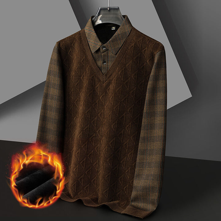 Men's knitted sweater with modern V-neck and textured design Lisslune