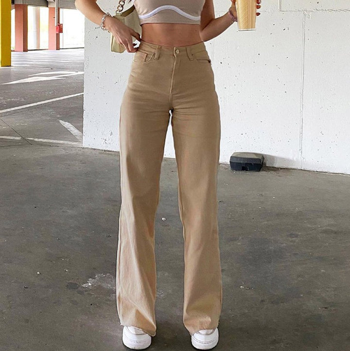 Damen weite High-Waist Jeans im lässigen Schnitt mit eleganter Taillierung Lisslune