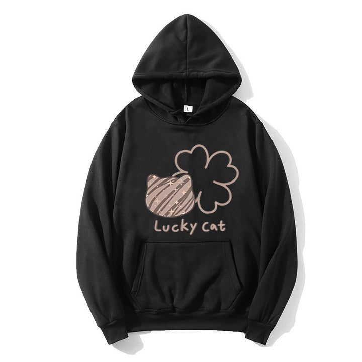 Women's hoodie with creative cat design and lucky motif Lisslune