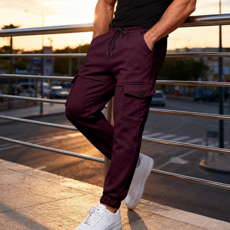 Men's cargo jogger pants with elastic waistband and practical side pockets Lisslune