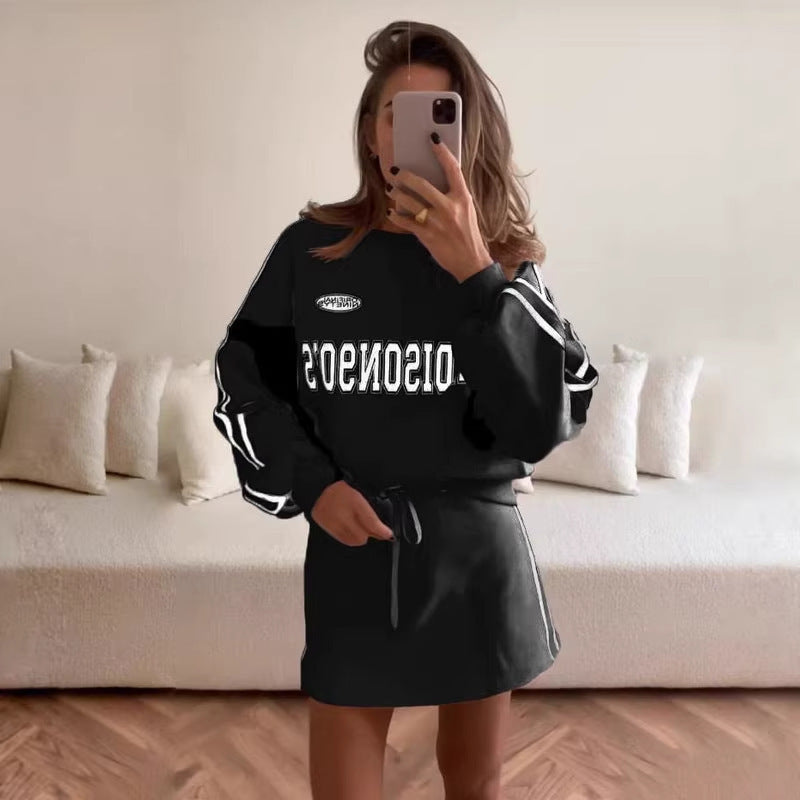 Ladies sporty sweatshirt dress with loose fit and elastic waist Lisslune