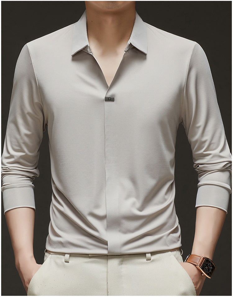 Men's Slim-Fit Long Sleeve Shirt made of high-quality functional fiber Lisslune