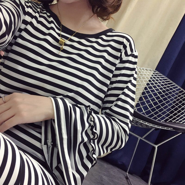 Women's striped mini dress with voluminous sleeves Lisslune