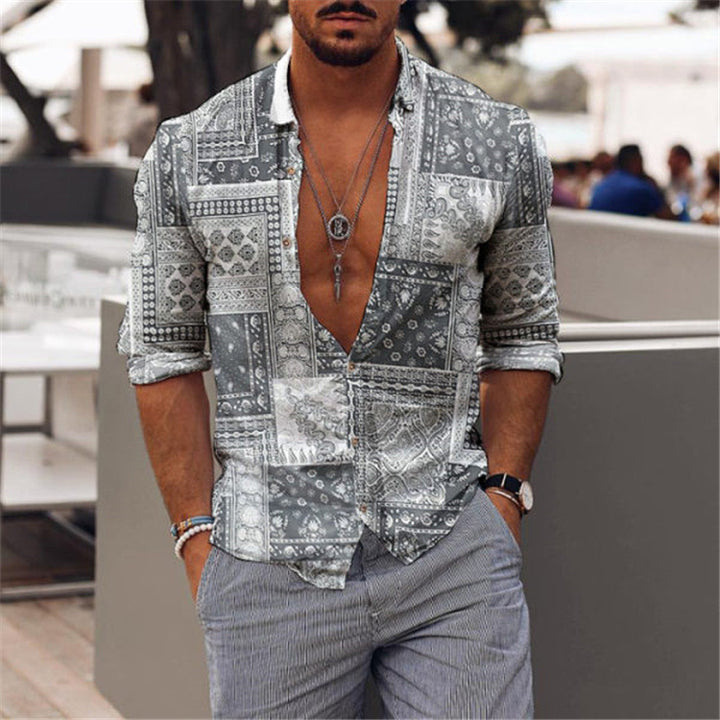 Men's shirt with fashionable patchwork design Lisslune