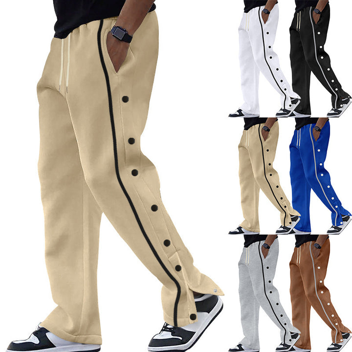 Men's Sporty Training Pants with Side Snap Button Details Lisslune