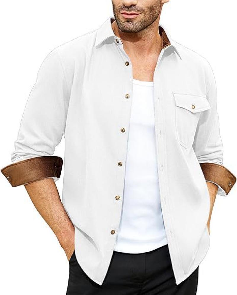 Men's long-sleeve shirt with high-quality flannel and practical breast pocket Lisslune